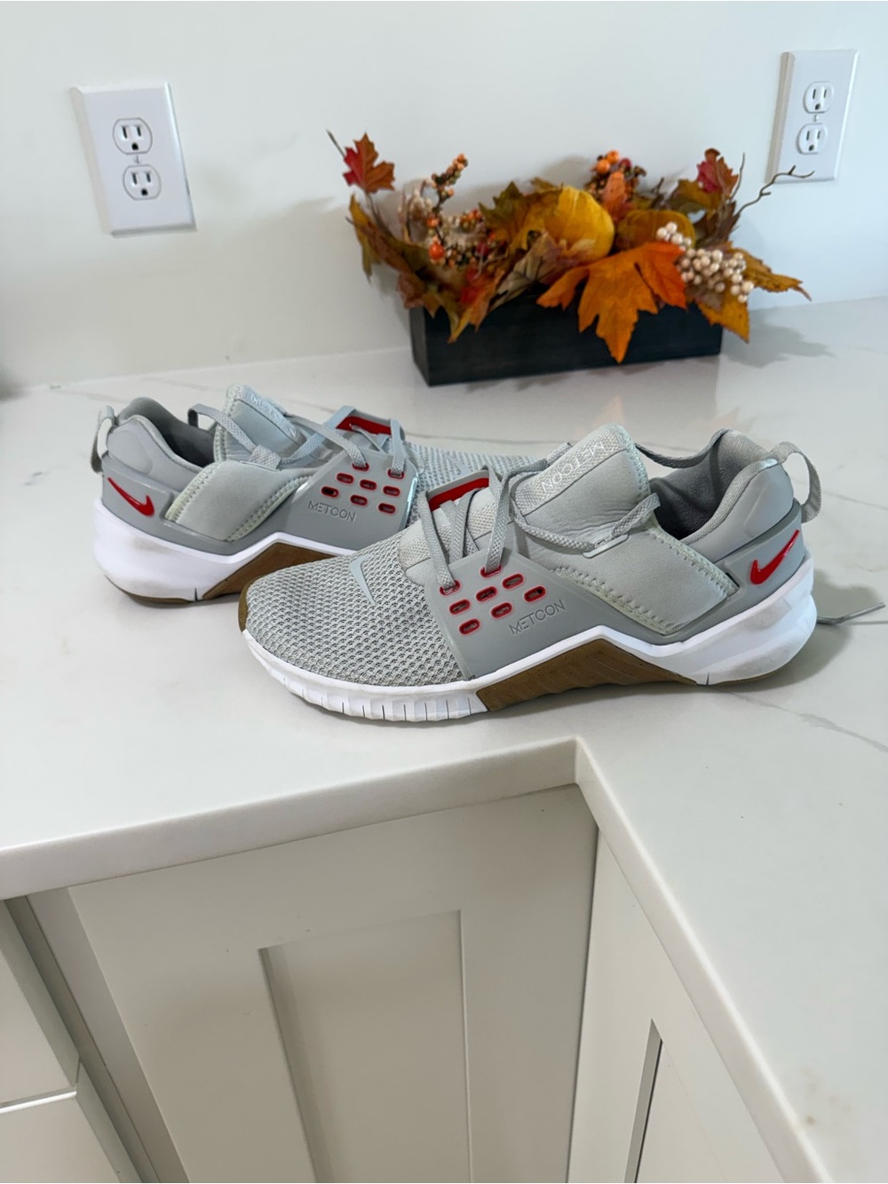 Nike Gray & Red Men’s Athletic Training Shoes